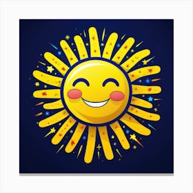 Lovely smiling sun on a blue gradient background 149 Canvas Print
