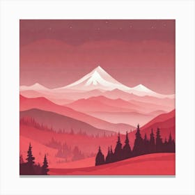 Misty mountains background in red tone 6 Canvas Print