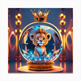 Lion In A Crystal Ball 2 Canvas Print