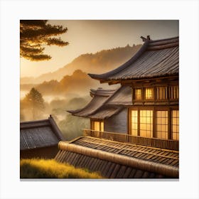 Firefly Rustic Rooftop Japanese Vintage Village Landscape 90216 Canvas Print