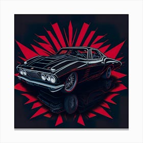 Car Red Artwork Of Graphic Design Flat (129) Canvas Print