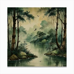 Leonardo Lightning Xl Watercolor Art Chinese Painting With Bir 0 Canvas Print