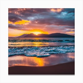 A Sunset In The Evening In The Beach Photograph Canvas Print