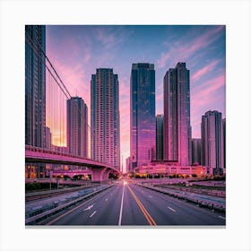 Cityscape At Sunset Canvas Print