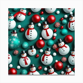 A Christmas Theme Art Having Snowmancandiesteal Red And White Theme Abstract Pattern By Jacob 603484836 (2) Canvas Print