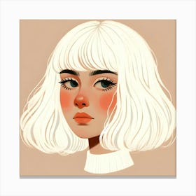 Sexy Short White Hair Girl Canvas Print