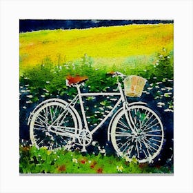 Bicycle In A Field Canvas Print