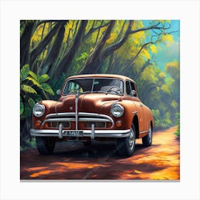 Old Car In The Forest Canvas Print