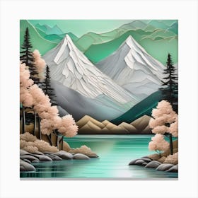 Mountain Landscape Minimalistic Style Canvas Print