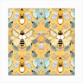 Bees And Flowers 3 Canvas Print