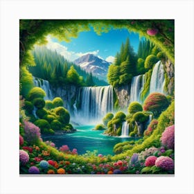 Waterfall In The Forest 36 Canvas Print