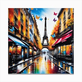 Paris In Rain Canvas Print