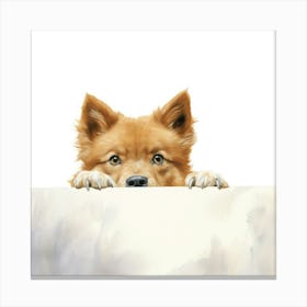 Dog Peeking Over The Wall 13 Canvas Print