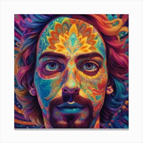 A Self Portrait In A Vibrant And Trippy Psychedelic Style Canvas Print