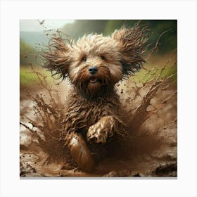 Dog Running In Mud 5 Canvas Print