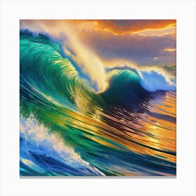 Ocean Wave At Sunset 4 Canvas Print