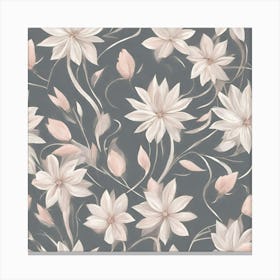 Pink Flowers On A Gray Background Canvas Print