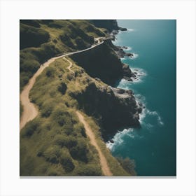 Aerial View Of A Road Leading To The Ocean Canvas Print