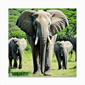 Elephants In The Wild 5 Canvas Print