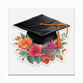 Graduation Hat With Flowers Canvas Print