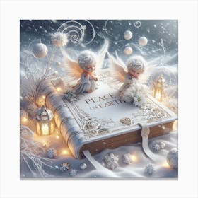 Angels On A Book 4 Canvas Print