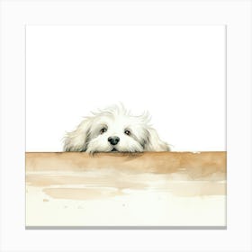 Dog Peeking Over The Wall 11 Canvas Print