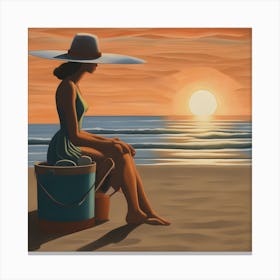 Woman At The Beach 1 Canvas Print