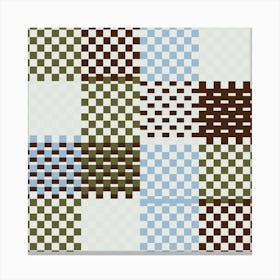 Light Blue Checkered Gingham Canvas Print