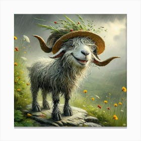 Goat In The Rain 1 Canvas Print