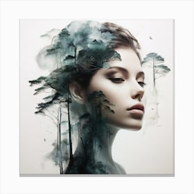 Portrait Of A Woman With Trees Canvas Print