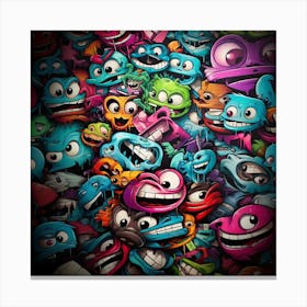 Cartoon Monsters Graffiti Art for wall decor Canvas Print