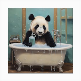 Panda In The Bath 1 Canvas Print