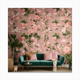 A Photo Of A Wall With Wallpaper 1 Canvas Print