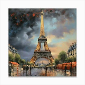 Eiffel Tower Paris Starry Night Canvas Print