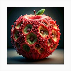 Abstract Red Apple With Green Dots Canvas Print