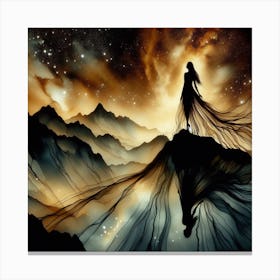 Woman Standing On A Mountain Canvas Print