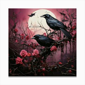 Crows And Roses Canvas Print