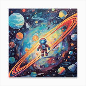 Astronaut Illustration Kids Room 2 Canvas Print