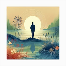 Man Standing In The Water 1 Canvas Print