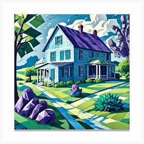 Farmhouse Fragmented Cubism Style Canvas Print