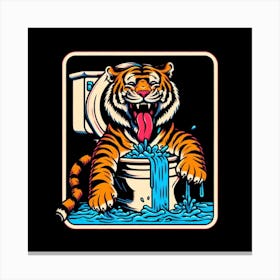 Tiger In The Toilet 3 Canvas Print