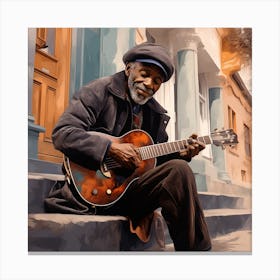 Old Man Playing Guitar 5 Canvas Print