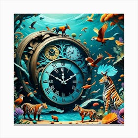 Clock In The Sea Canvas Print