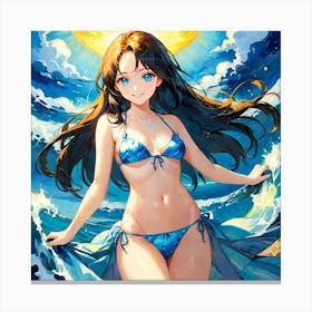 Anime Girl In Bikini fyh Canvas Print