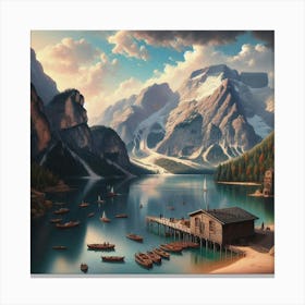 Lake In The Mountains Canvas Print