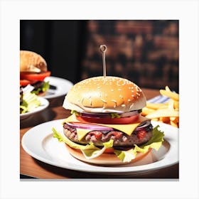 Hamburgers And Fries 1 Canvas Print