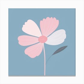 A White And Pink Flower In Minimalist Style Square Composition 677 Canvas Print