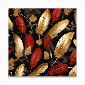 Golden and red feathers 1 Canvas Print