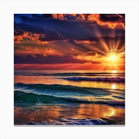 Sunset Over The Ocean 116 Canvas Print