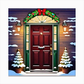 Christmas Decoration On Home Door (72) Canvas Print